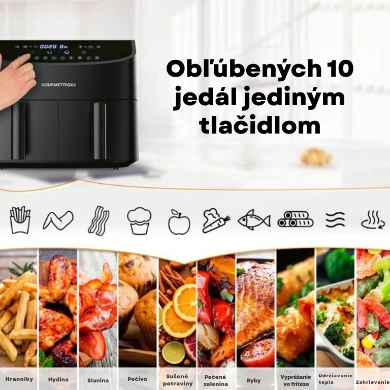 GourmetMaxx Dvojkomorová teplovzdušná fritéza 2 x 3,5 l 12459 (2)